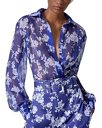 Carolina Herrera Floral Print Silk Blouse
