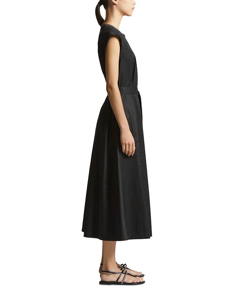 Belted Cap Sleeve Midi Dress