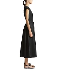 Belted Cap Sleeve Midi Dress