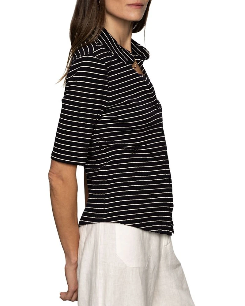 Ribbed Knit Button Front Shirt