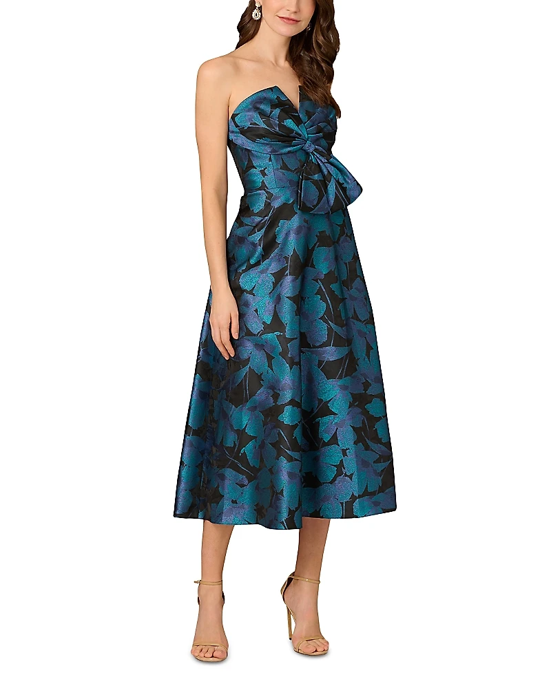 Aidan Mattox Floral Jacquard Midi Dress