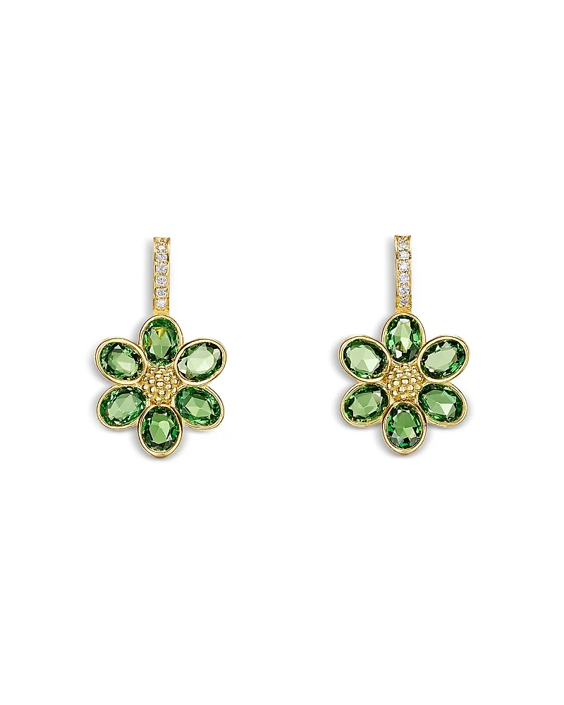 Temple St. Clair 18K Yellow Gold Fj Tsavorite & Diamond Fiori Flower Drop Earrings