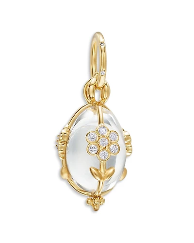 Temple St. Clair 18K Yellow Gold Fj Crystal & Diamond Flower Amulet Pendant
