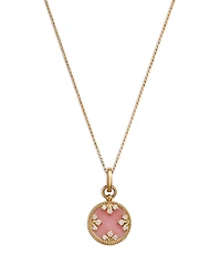Roberto Coin 18K Yellow Gold Diamond & Pink Opal Venetian Princess Medallion Necklace, 16