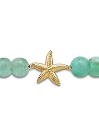 Starfish Charm Gemstone Beaded Stretch Bracelet 18K Gold Plated Sterling Silver - Exclusive