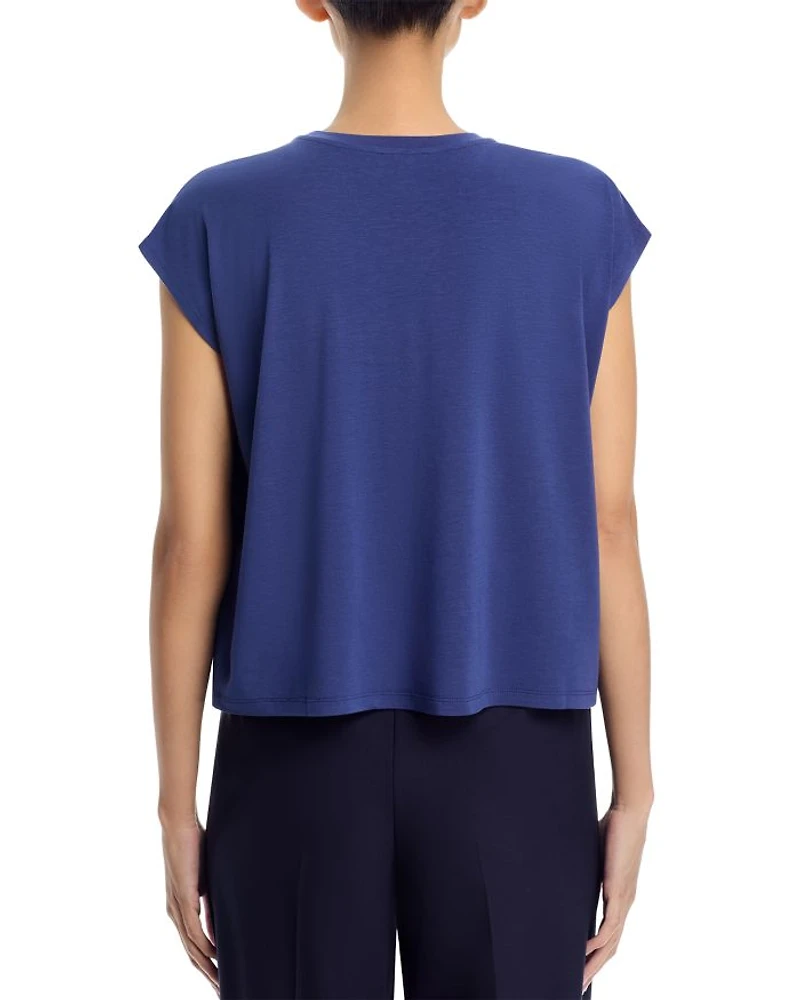 Fine Stretch Jersey Knit Boxy Tee