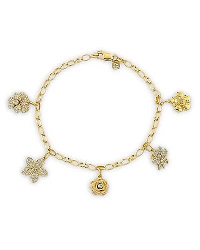 Sydney Evan 14K Yellow Gold Diamond Flower Charm Bracelet