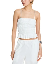 Solid & Striped Delta Smocked Cropped Poplin Top