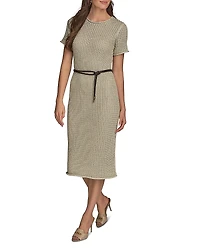 Donna Karan Cord Belt Sweater Dress
