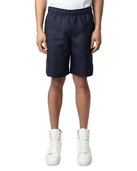 Regular Fit Pull On Linen Shorts