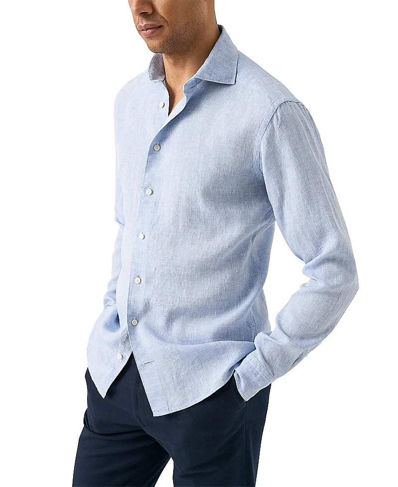 Eton Slim Fit Solid Linen Shirt