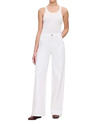 Hepburn High Rise Wide Leg Jeans White Pintuck