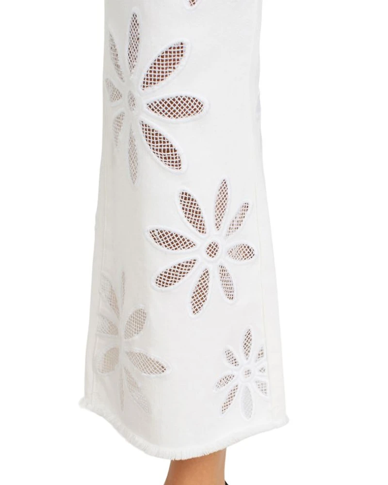 Hannah High Rise Crop Flare Jeans White Daisy