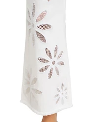 Hannah High Rise Crop Flare Jeans White Daisy