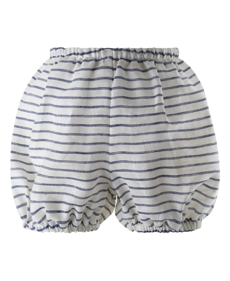 Girls' Stripe Linen Bow Dress & Bloomers - Baby, Little Kid, Big Kid