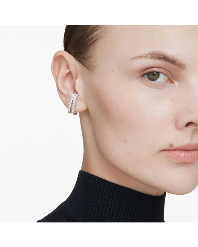 Matrix Crystal Double Row Cuff Stud Earrings