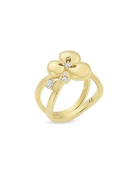 Miseno Jewelry 18K Yellow Gold Ischia Diamond Clover Ring