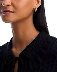 Diamond Double Huggie Hoop Earrings in 14K Yellow Gold, 1.0 tcw