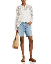 Lace Up Netted Hoodie