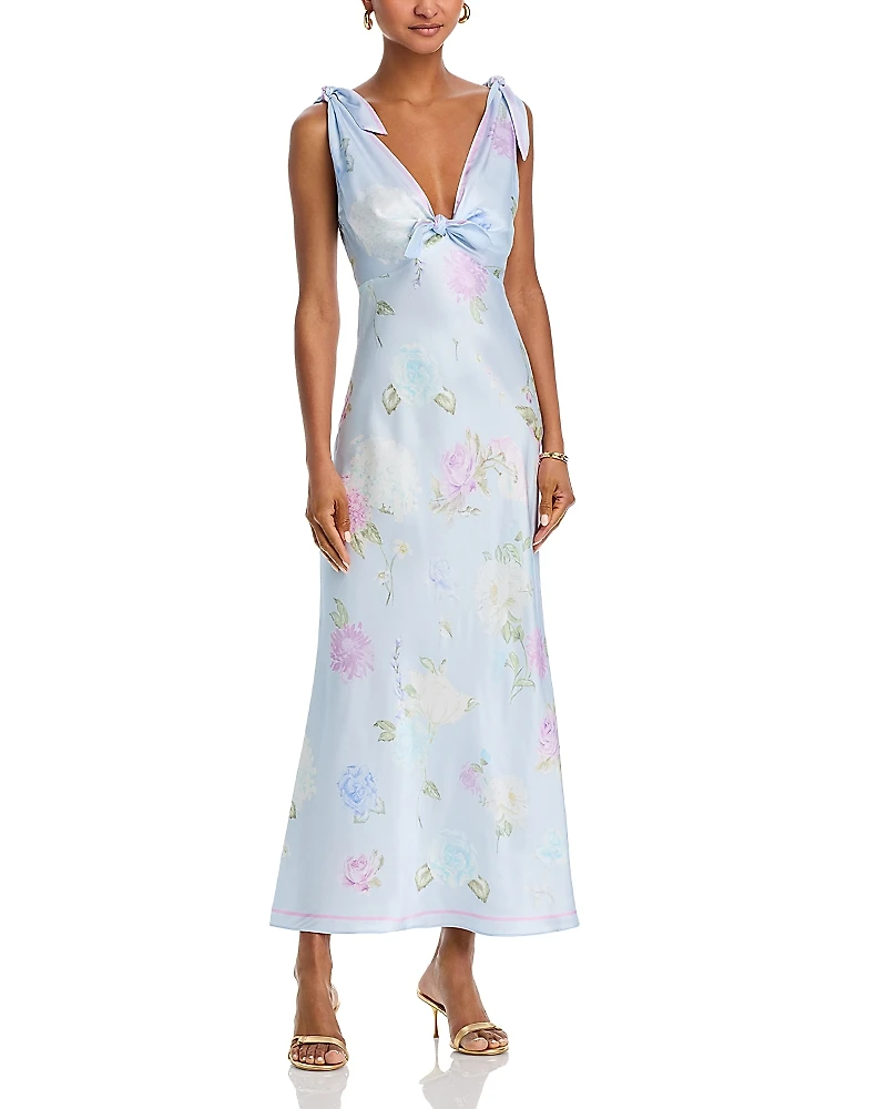 LoveShackFancy Perri Floral Tie Shoulder Dress