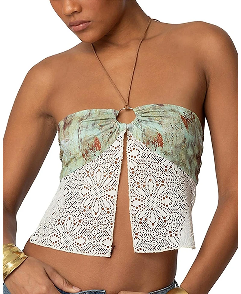 Edikted Kloe Backless Crochet Split Front Top