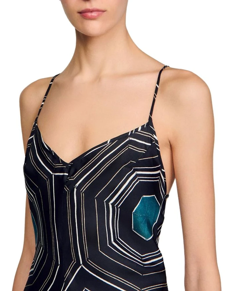 Patterned Silk Maxi Dress