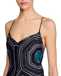 Patterned Silk Maxi Dress