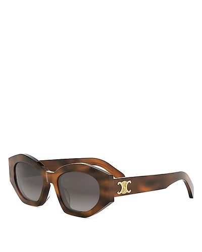 Celine Triomphe Havana Oval Sunglasses, 55mm
