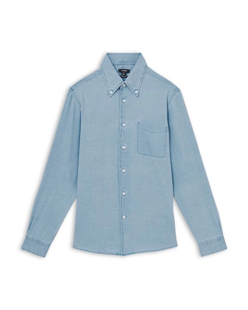 Minoa Chambray Piqué Jersey Button Down Shirt