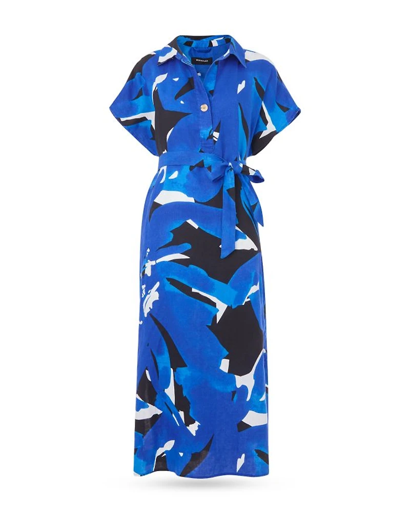 Abstract Blooms Linen Dress