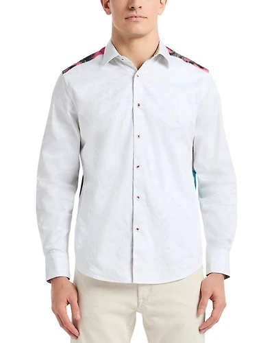 Back Print Long Sleeve Woven Shirt