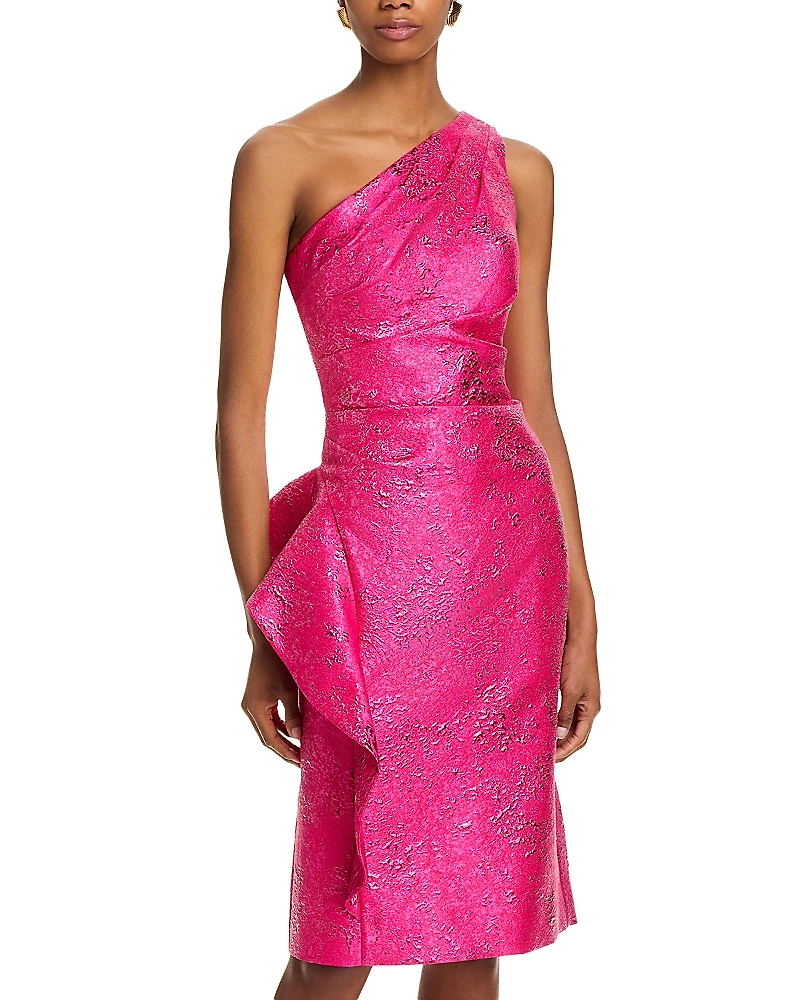 Teri Jon by Rickie Freeman Jacquard One Shoulder Dress