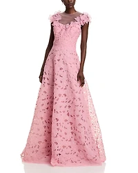 Teri Jon by Rickie Freeman Organza Floral Gown