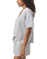Cassie Terry Striped Polo Top