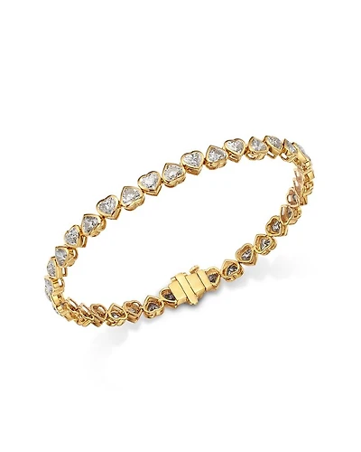 Heart Alternating Lab Grown Diamond Tennis Bracelet in 14K Yellow Gold, 7.6 tcw