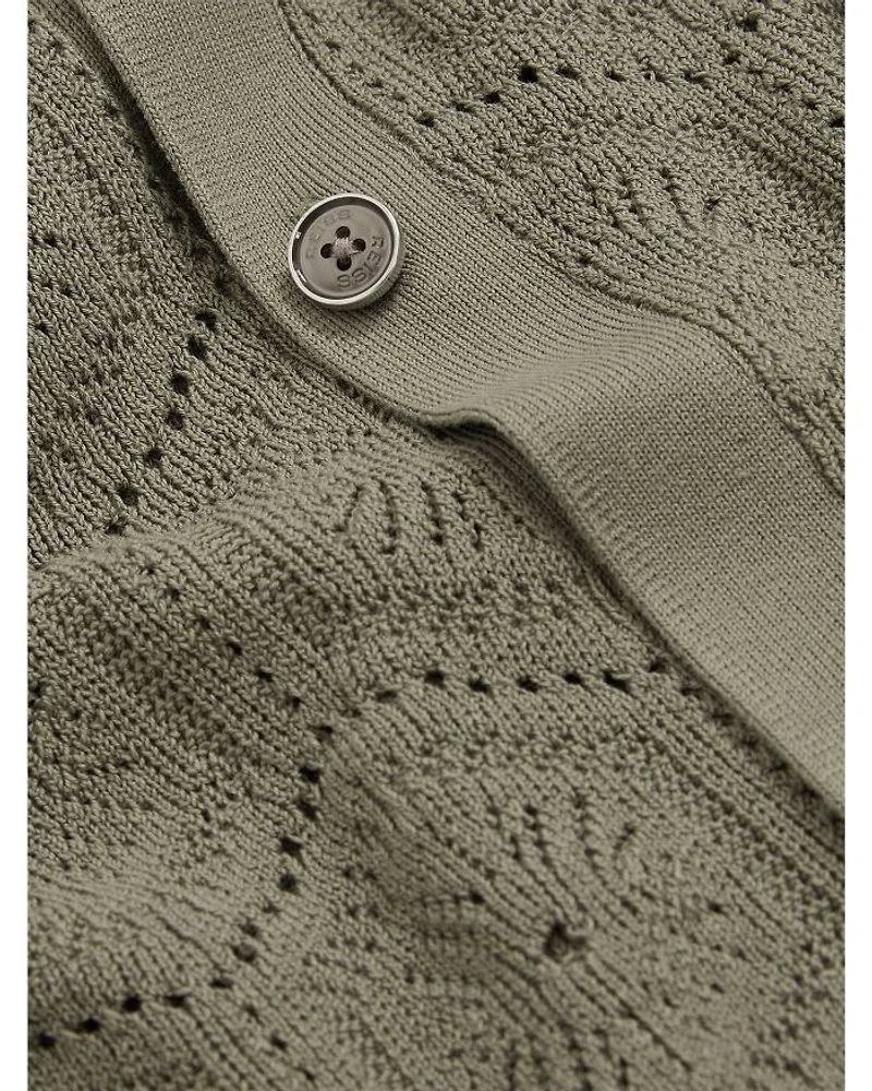 Royce Short Sleeve Cuban Hexagon Pointelle Shirt