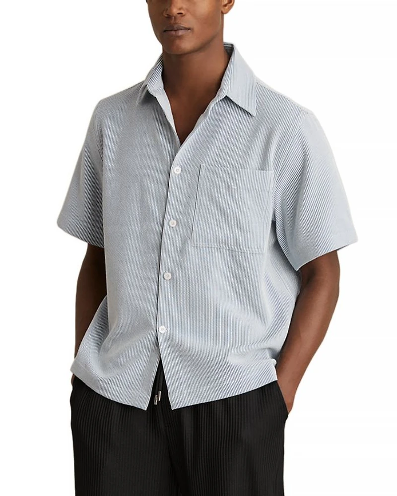 Sensei Short Sleeved Striped Seersucker Regular Fit Shirt