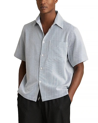 Reiss Sensei Short Sleeved Striped Seersucker Regular Fit Shirt
