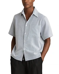 Reiss Sensei Short Sleeved Striped Seersucker Regular Fit Shirt