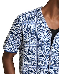 River Short Sleeve Cuban Moroccan Tile Print Shirt