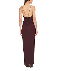 Anya Plunge Neck Ruched Maxi Dress