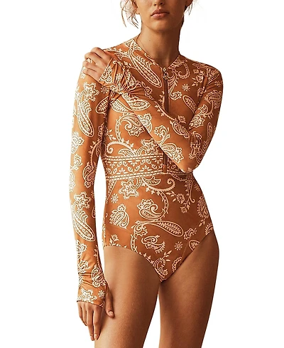 Aur OceA Buta Panelled Long Sleeve One Piece