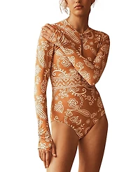 Aur OceA Buta Panelled Long Sleeve One Piece