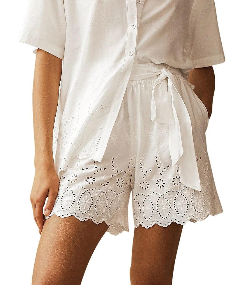 Aur OceA Cru Lace Cut-Out Belted Short