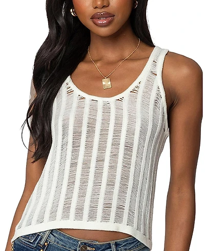 Edikted Keziah Sheer Ladder Knit Top