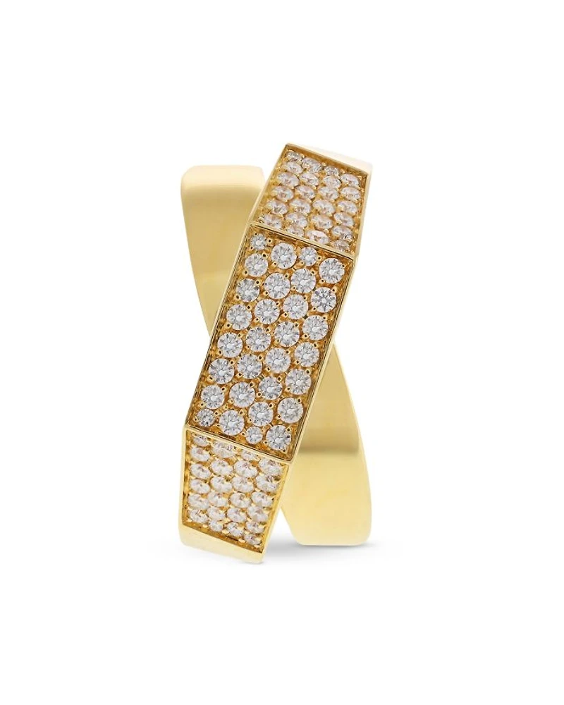 18K Yellow Gold Like Collection Faceted Diamond Pavé Ring, 0.68 tcw