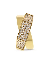18K Yellow Gold Like Collection Faceted Diamond Pavé Ring, 0.68 tcw