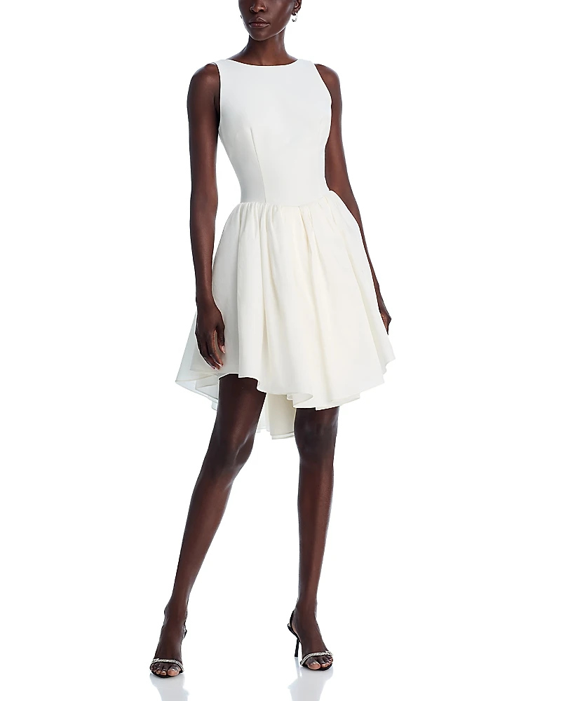 Amsale High Neck Bubble Skirt Dress