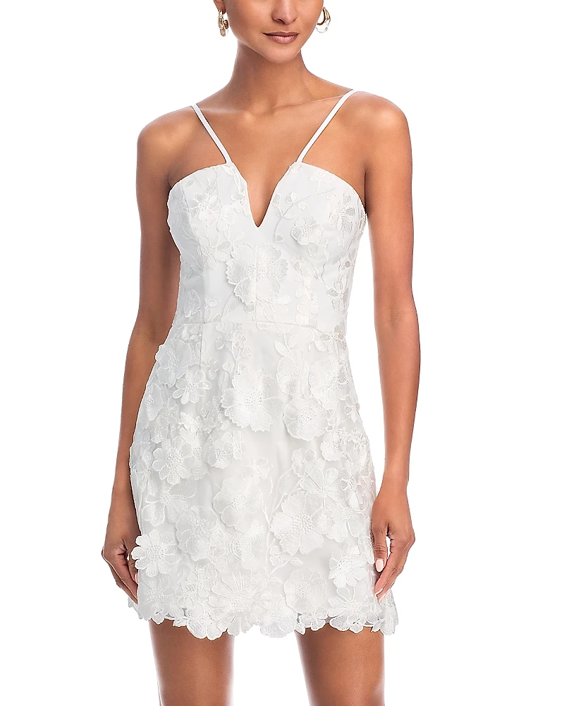 Aqua 3D Flower Spaghetti Strap Mini Dress - Exclusive