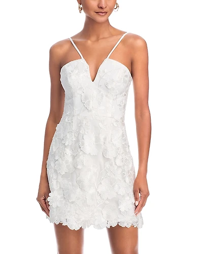 Aqua 3D Flower Spaghetti Strap Mini Dress - Exclusive